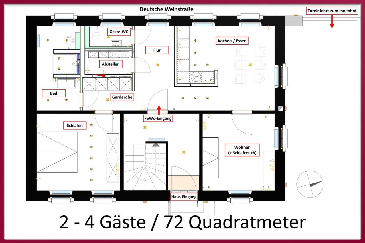 Neue90 - Fewo Steinacker, Weinstrasse Kallstadt Pfalz, 2Zkb - Keine Monteure Eksteriør bilde
